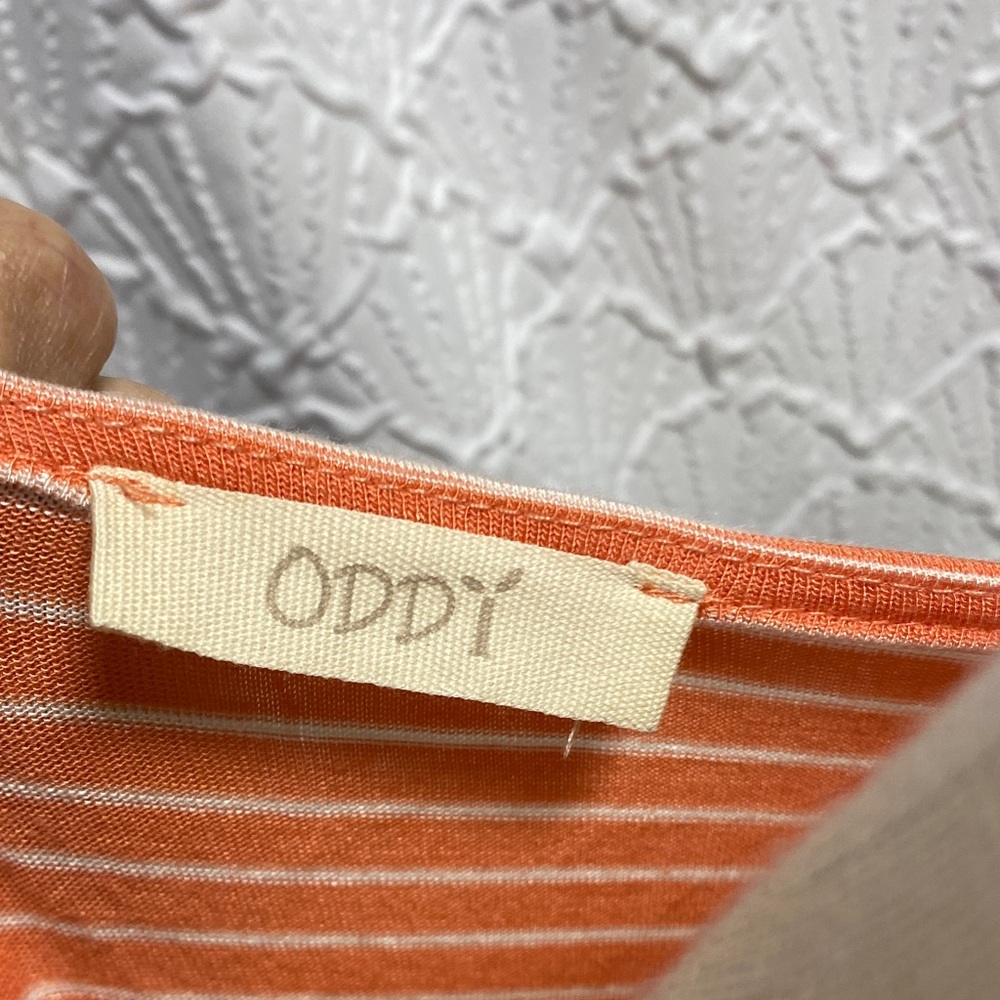 ODDY size 3X Floral and Striped coral and green oversized asymmetrical stretch - Picture 2 of 13
